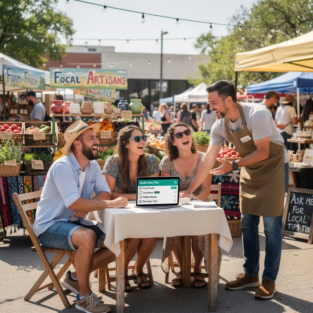 Osoba przeglądająca aplikację podróżniczą na smartfonie.